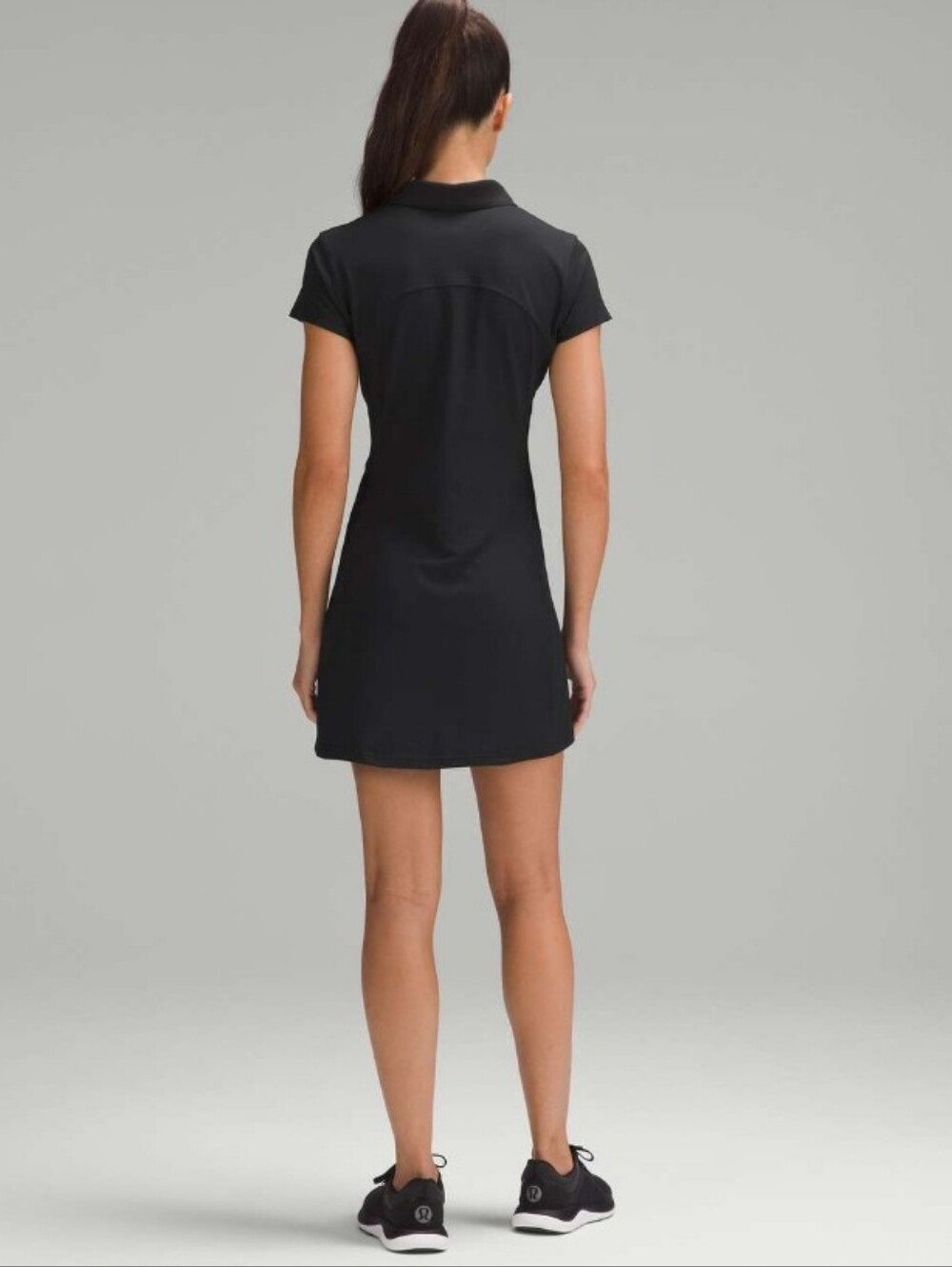 Lululemon Black Short Sleeve Polo Mini Dress Size S/M Golf Prep Sporty - Picture 12 of 13